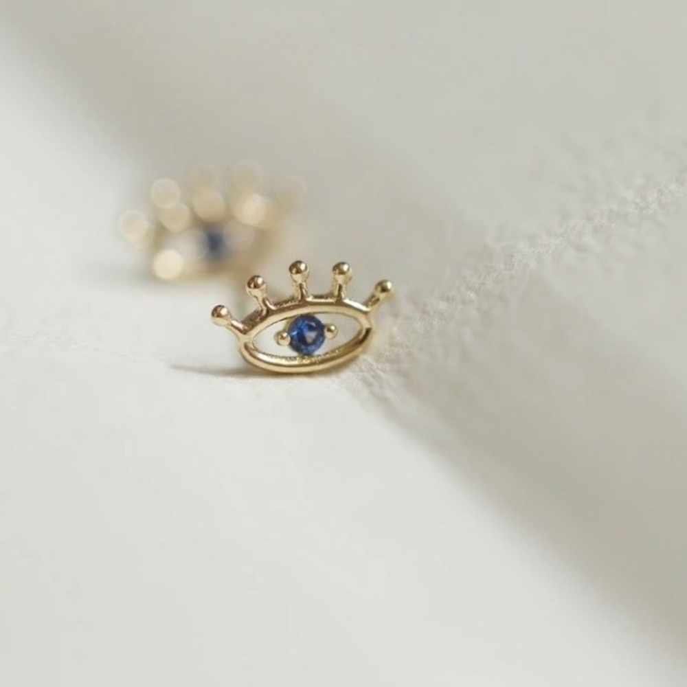 Tiny REAL SAPPHIRE evil eye earrings! Gorgeous! 😍